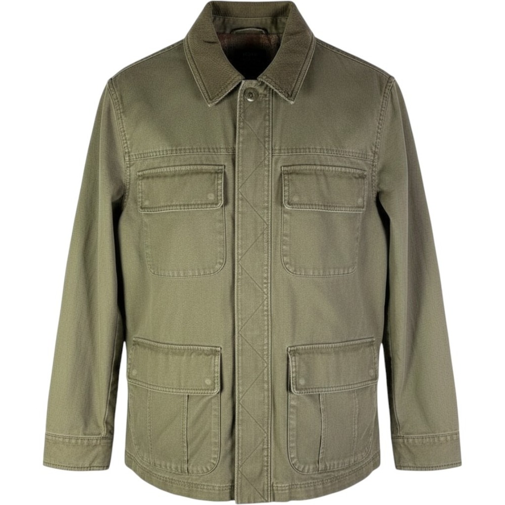 J.Crew Authentic Outerwear Olive Green Flannel Lined Field Jacket Mens Small